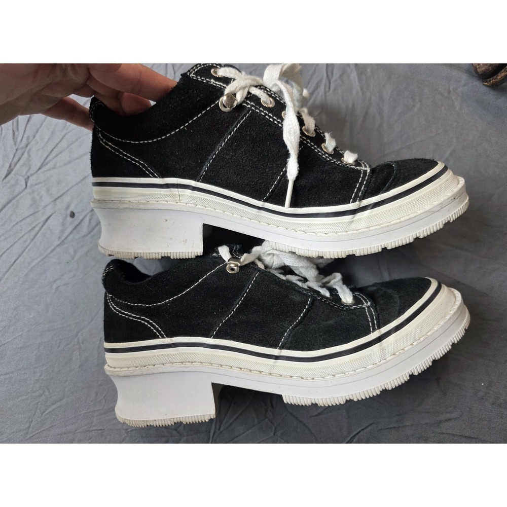 Vintage Y2K SOHO Black Suede Chunky Platform Sneakers Shoes Womens 8.5